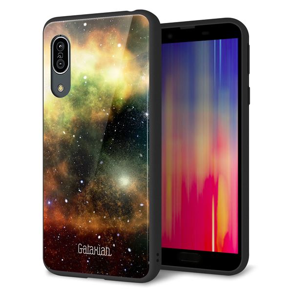 docomo アクオス センス3 SH-02M 強化ガラス&TPUスマホケース ガラプリ【KM926 Galaxias Yellow】
