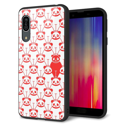 docomo アクオス センス3 SH-02M 強化ガラス&TPUスマホケース ガラプリ【MA913 パターン パンダ】