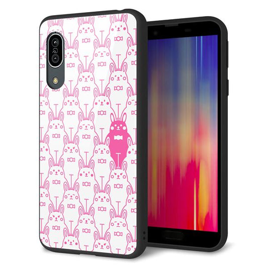 docomo アクオス センス3 SH-02M 強化ガラス&TPUスマホケース ガラプリ【MA914 パターン ウサギ】