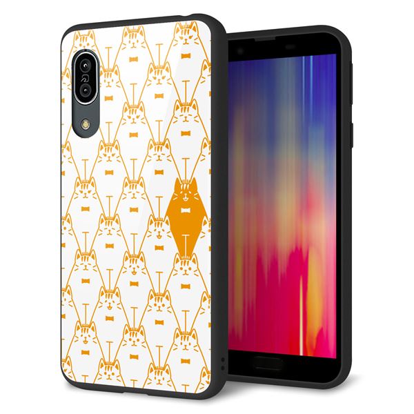 docomo アクオス センス3 SH-02M 強化ガラス&TPUスマホケース ガラプリ【MA915 パターン ネコ】