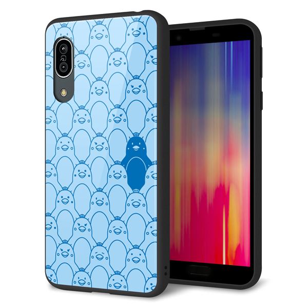 docomo アクオス センス3 SH-02M 強化ガラス&TPUスマホケース ガラプリ【MA917 パターン ペンギン】