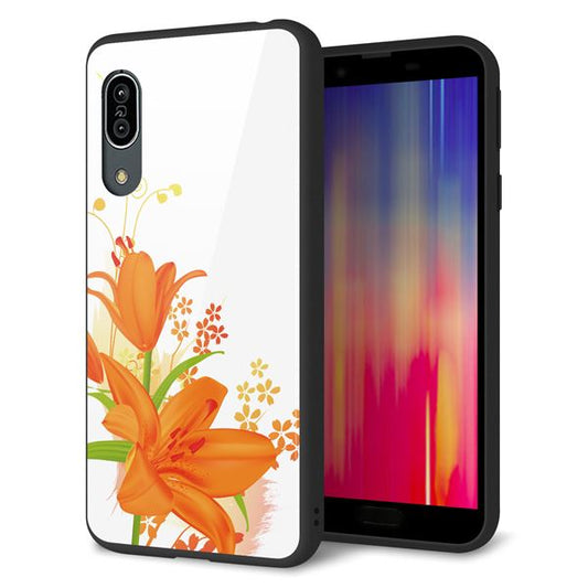 docomo アクオス センス3 SH-02M 強化ガラス&TPUスマホケース ガラプリ【SC848 ユリ(オレンジ)】