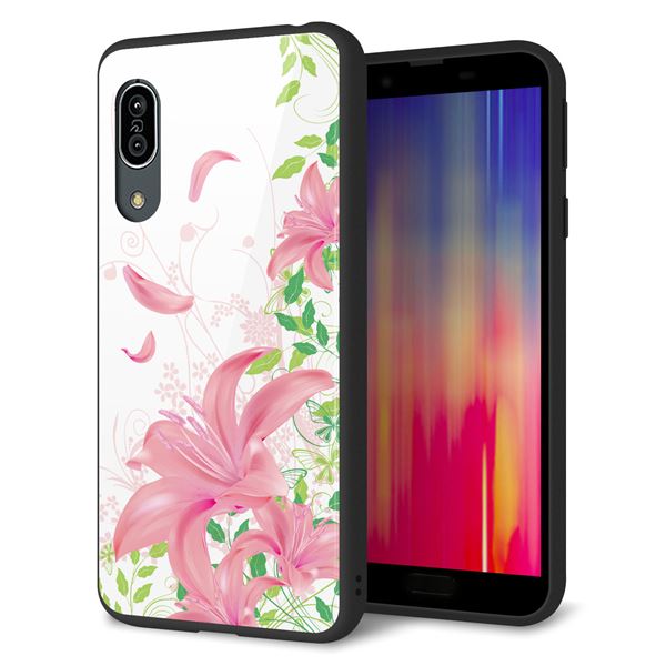 docomo アクオス センス3 SH-02M 強化ガラス&TPUスマホケース ガラプリ【SC849 ユリ(ピンク)】