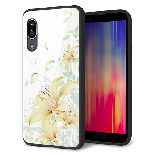 docomo アクオス センス3 SH-02M 強化ガラス&TPUスマホケース ガラプリ【SC851 ユリ(ホワイト)】