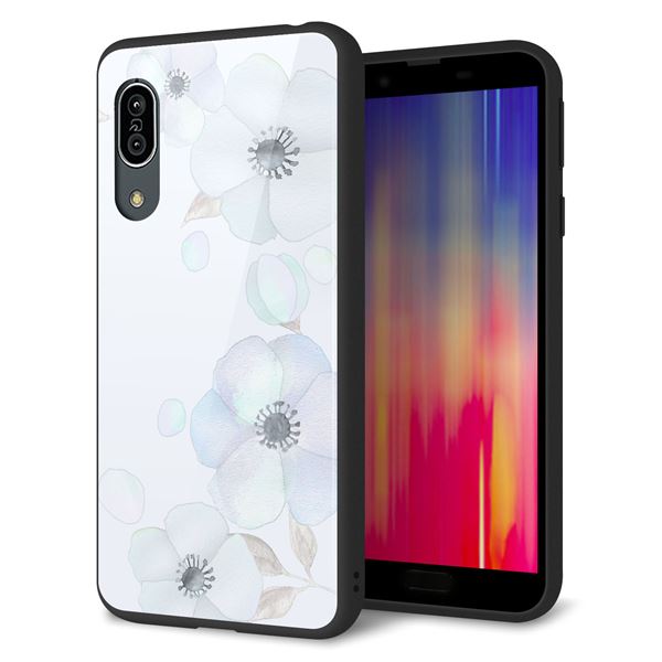 docomo アクオス センス3 SH-02M 強化ガラス&TPUスマホケース ガラプリ【SC951 ドゥ・フルール(エンジェルブルー)】