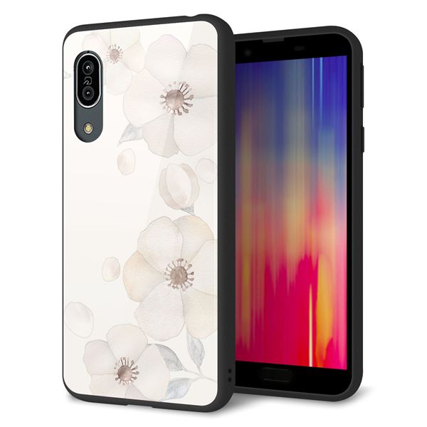 docomo アクオス センス3 SH-02M 強化ガラス&TPUスマホケース ガラプリ【SC952 ドゥ・フルール(セピア)】