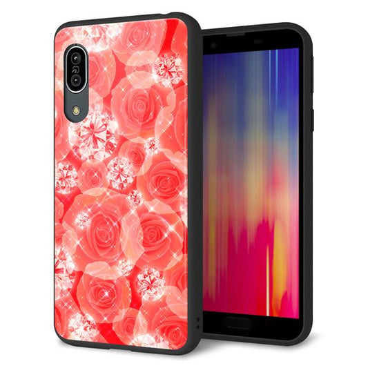 docomo アクオス センス3 SH-02M 強化ガラス&TPUスマホケース ガラプリ【VA816 ダイヤモンドとバラ】