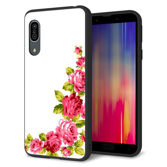 docomo アクオス センス3 SH-02M 強化ガラス&TPUスマホケース ガラプリ【VA825 バラのフレーム(白)】