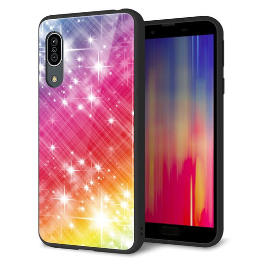 docomo アクオス センス3 SH-02M 強化ガラス&TPUスマホケース ガラプリ【VA872 レインボーフレーム】