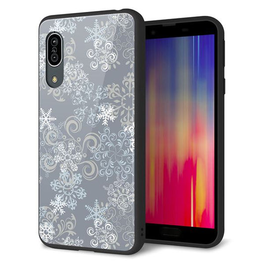 docomo アクオス センス3 SH-02M 強化ガラス&TPUスマホケース ガラプリ【XA801 雪の結晶】