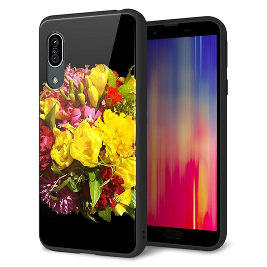 docomo アクオス センス3 SH-02M 強化ガラス&TPUスマホケース ガラプリ【YI883 フラワー4】
