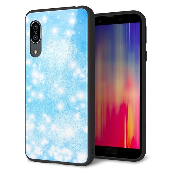 docomo アクオス センス3 SH-02M 強化ガラス&TPUスマホケース ガラプリ【YJ289 デザインブルー】