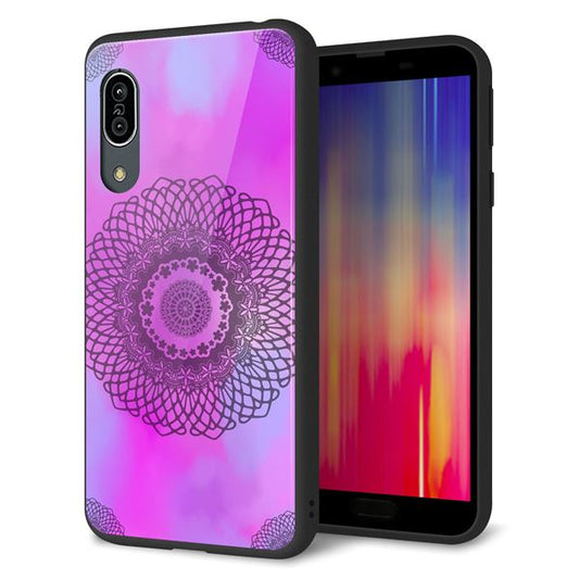 docomo アクオス センス3 SH-02M 強化ガラス&TPUスマホケース ガラプリ【YJ344 レース】