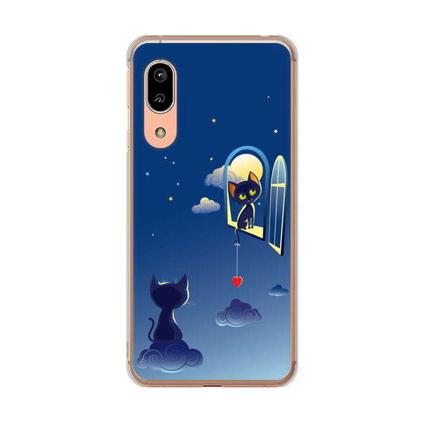 AQUOS sense3 SH-02M docomo 高画質仕上げ 背面印刷 ハードケース 夜とネコ