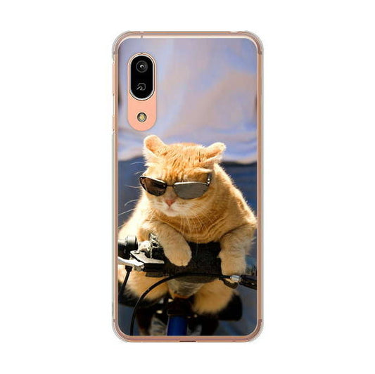 AQUOS sense3 SH-02M docomo 高画質仕上げ 背面印刷 ハードケース 【595 にゃんとサイクル】