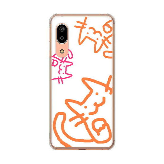 AQUOS sense3 SH-02M docomo 高画質仕上げ 背面印刷 ハードケース 【1098 手まねきする3匹のネコ】