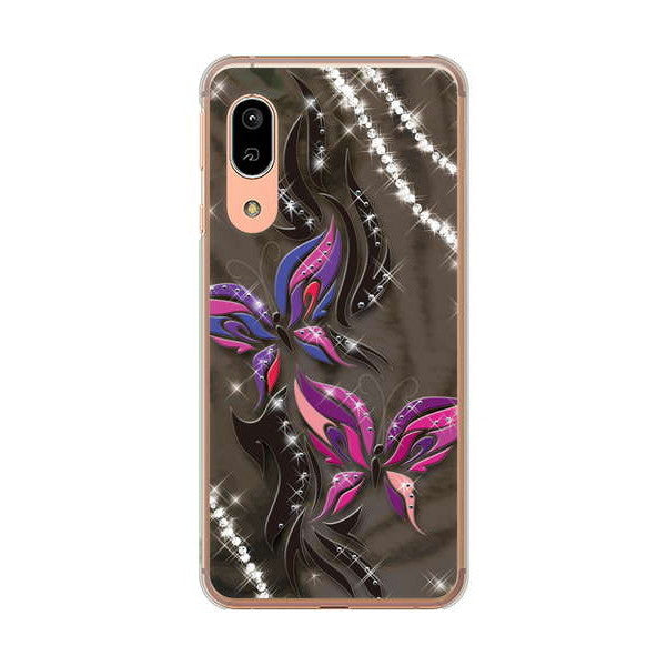 AQUOS sense3 SH-02M docomo 高画質仕上げ 背面印刷 ハードケース 【1164 キラめくストーンと蝶】