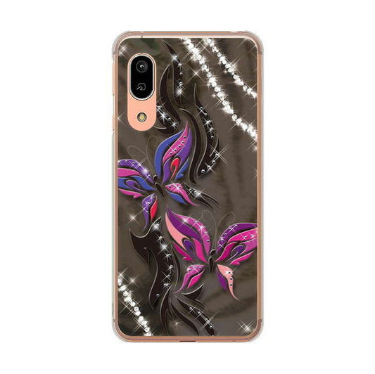 AQUOS sense3 SH-02M docomo 高画質仕上げ 背面印刷 ハードケース 【1164 キラめくストーンと蝶】