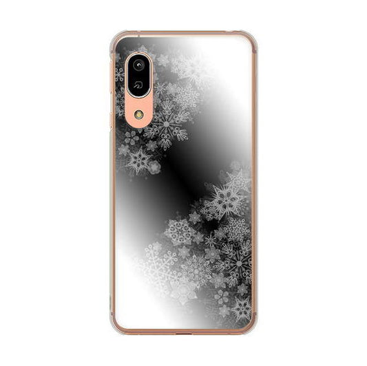 AQUOS sense3 SH-02M docomo 高画質仕上げ 背面印刷 ハードケース 【YJ340 モノトーン 雪の結晶 】