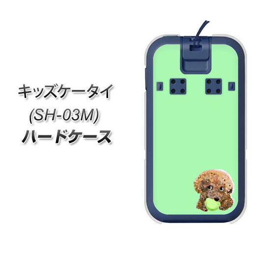 docomo キッズケータイ SH-03M 高画質仕上げ 背面印刷 ハードケース【YJ055 トイプードル&ボール(グリーン)】