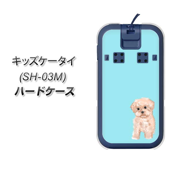 docomo キッズケータイ SH-03M 高画質仕上げ 背面印刷 ハードケース【YJ062 トイプードルアプリコット(ブルー)】