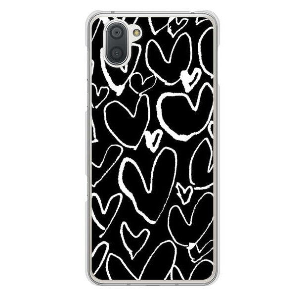 AQUOS R3 SH-04L docomo 高画質仕上げ 背面印刷 ハードケース 【1124 ハート BK&WH】