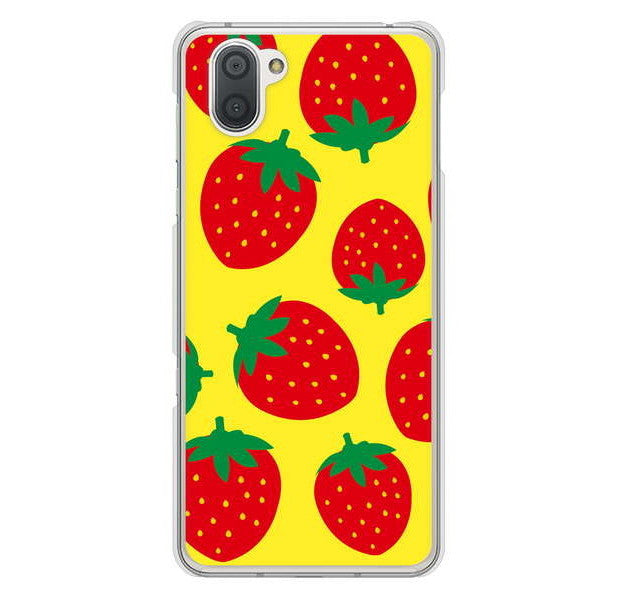 AQUOS R3 SH-04L docomo 高画質仕上げ 背面印刷 ハードケース 大きいイチゴ模様