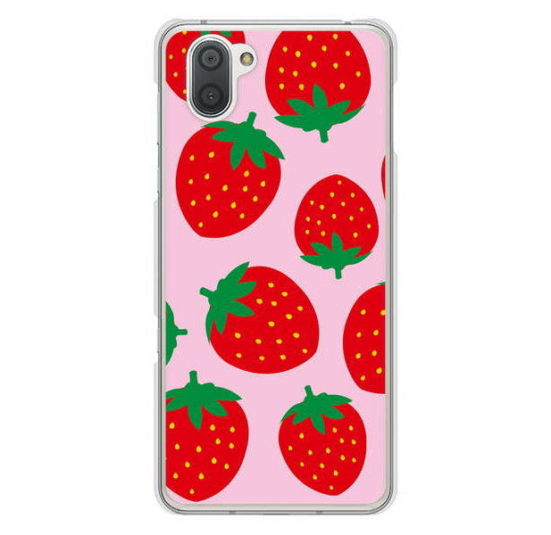 AQUOS R3 SH-04L docomo 高画質仕上げ 背面印刷 ハードケース 大きいイチゴ模様