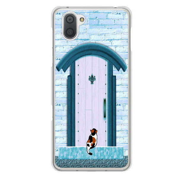 AQUOS R3 SH-04L docomo 高画質仕上げ 背面印刷 ハードケース 猫とドア