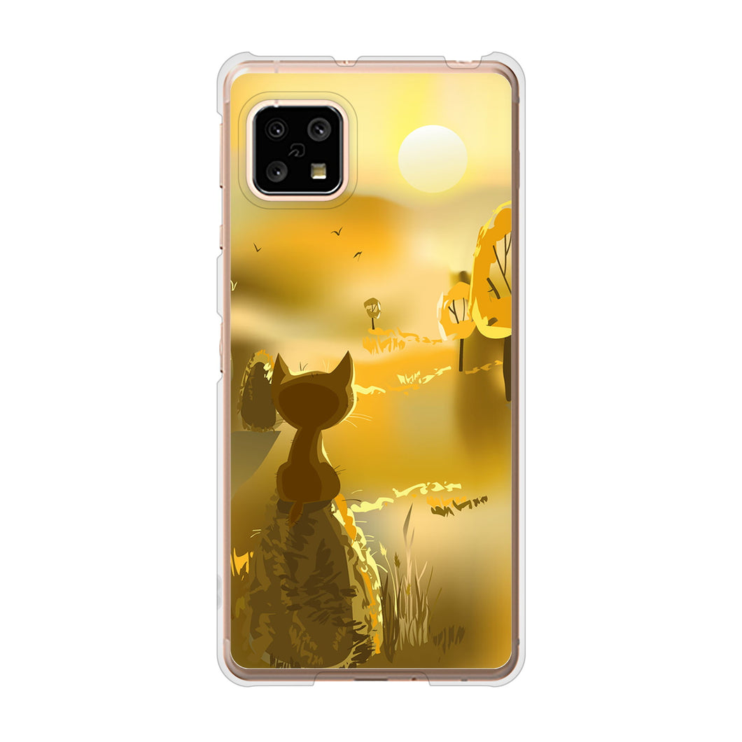 AQUOS sense4 SH-41A docomo 高画質仕上げ 背面印刷 ハードケース 【400 たそがれの猫】