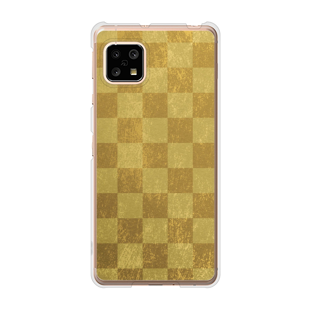 AQUOS sense4 SH-41A docomo 高画質仕上げ 背面印刷 ハードケース 【619 市松模様—金(骨董風に傷んだイメージ)】
