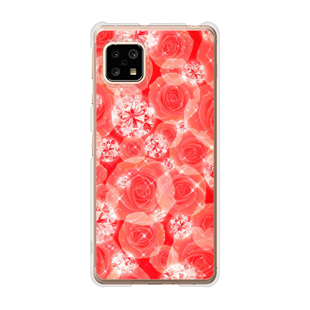 AQUOS sense4 SH-41A docomo 高画質仕上げ 背面印刷 ハードケース 【VA816 ダイヤモンドとバラ】