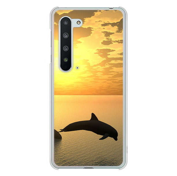 AQUOS R5G SH-51A docomo 高画質仕上げ 背面印刷 ハードケース 【VA845 夕暮れのドルフィン】