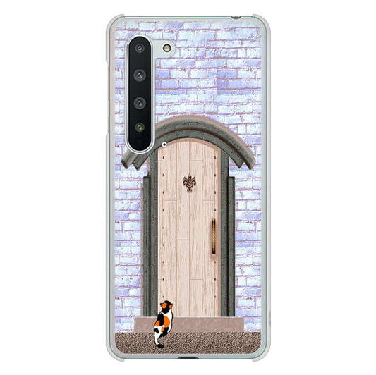 AQUOS R5G SH-51A docomo 高画質仕上げ 背面印刷 ハードケース 猫とドア
