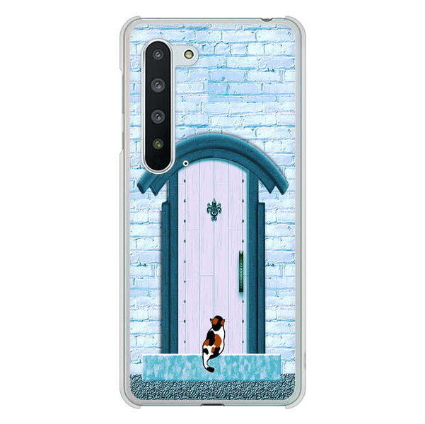 AQUOS R5G SH-51A docomo 高画質仕上げ 背面印刷 ハードケース 猫とドア