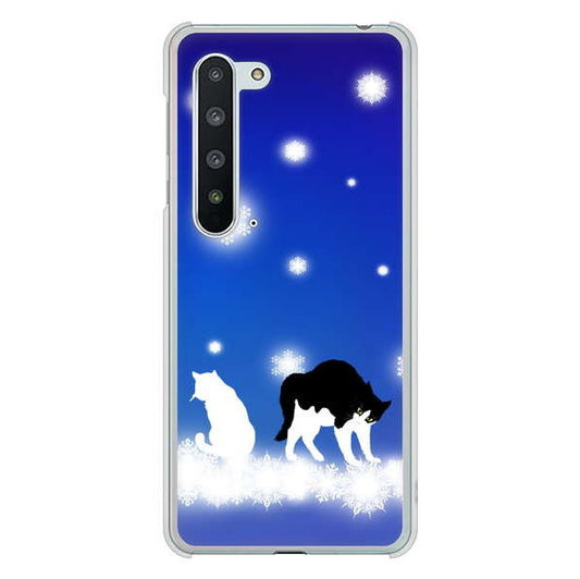 AQUOS R5G SH-51A docomo 高画質仕上げ 背面印刷 ハードケース 【YJ335 雪の結晶 はちわれ】