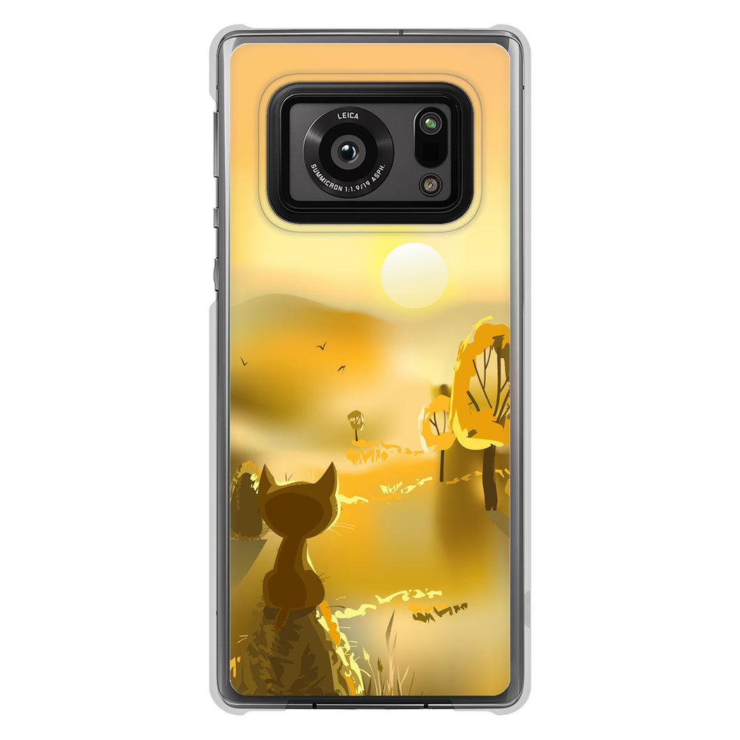 AQUOS R6 SH-51B 高画質仕上げ 背面印刷 ハードケース 【400 たそがれの猫】