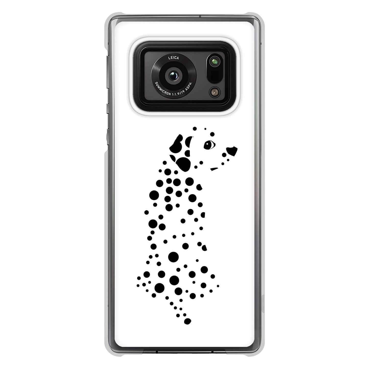 AQUOS R6 SH-51B 高画質仕上げ 背面印刷 ハードケース 【1038 振り向くダルメシアン(WH)】