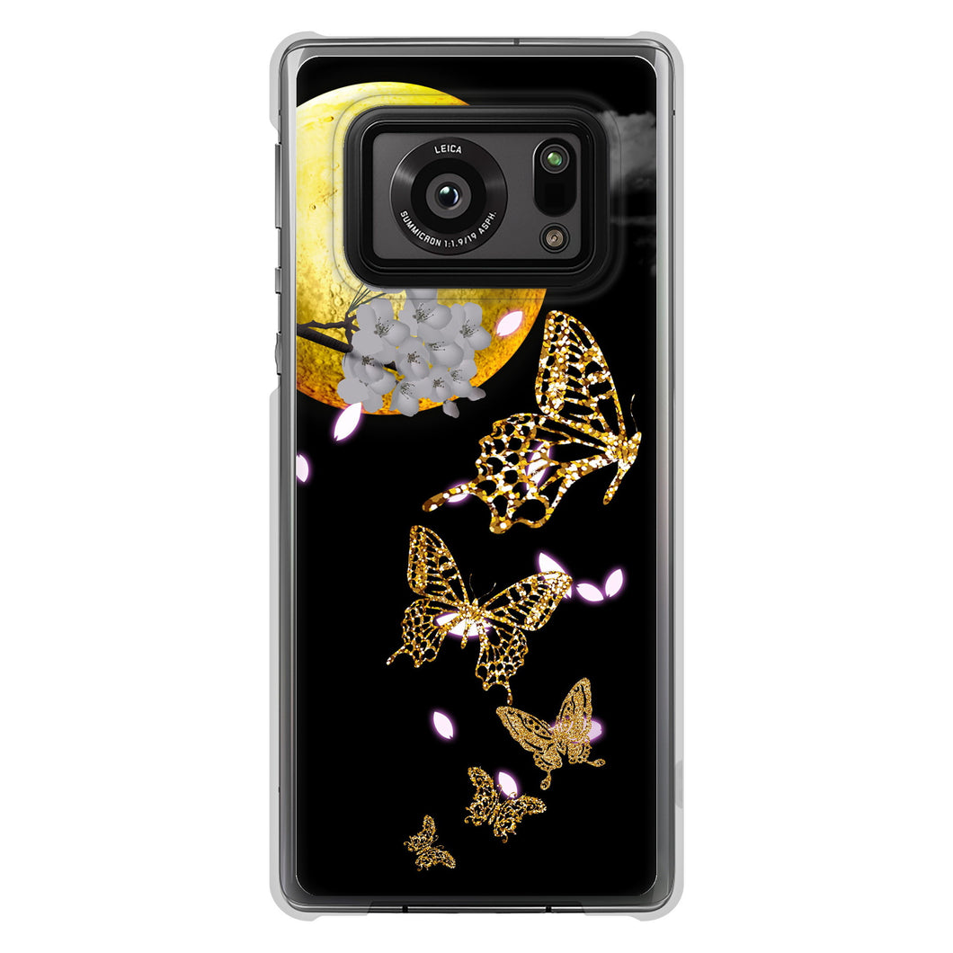 AQUOS R6 SH-51B 高画質仕上げ 背面印刷 ハードケース 【1150 月に昇る蝶】