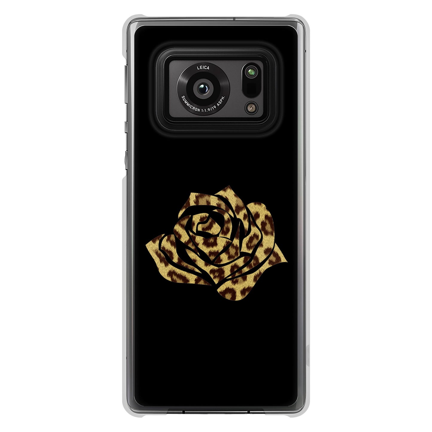 AQUOS R6 SH-51B 高画質仕上げ 背面印刷 ハードケース 【1184 ヒョウのバラ(茶)】