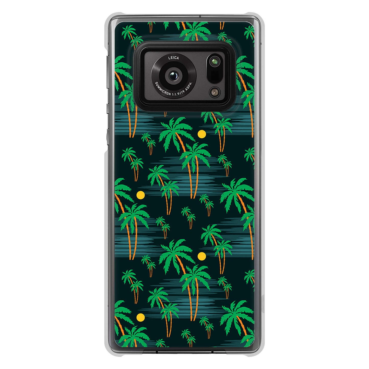 AQUOS R6 SH-51B 高画質仕上げ 背面印刷 ハードケース 【1315 月夜とヤシ】