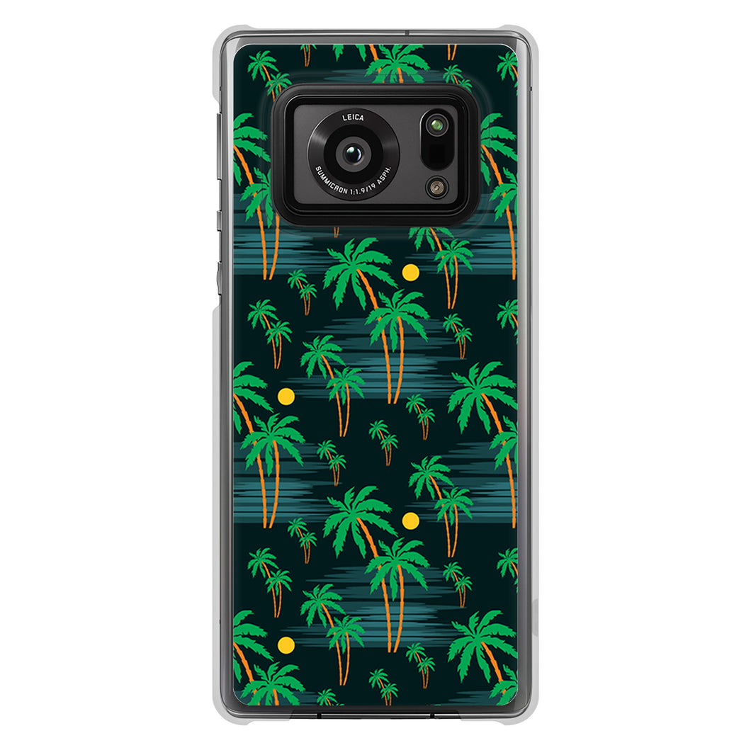 AQUOS R6 SH-51B 高画質仕上げ 背面印刷 ハードケース 【1315 月夜とヤシ】