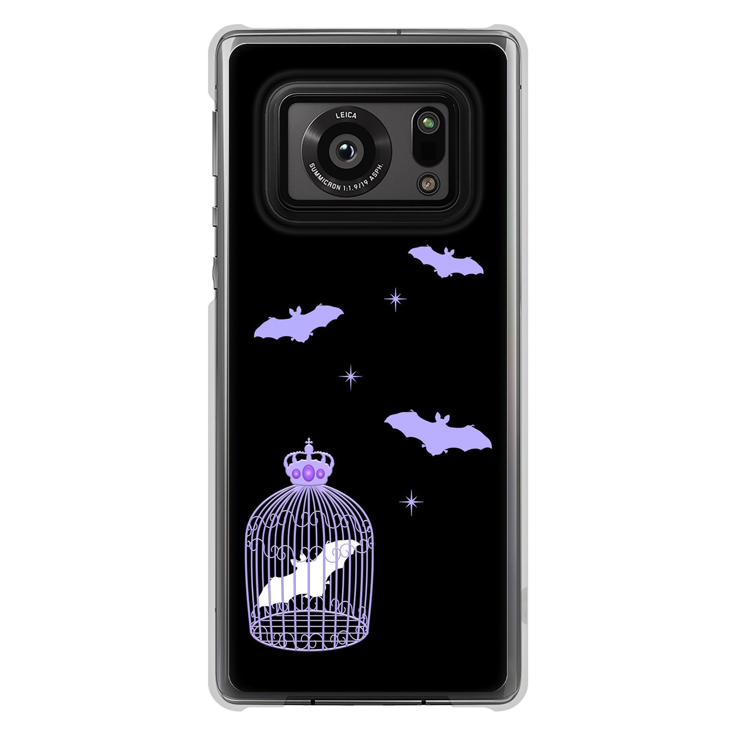 AQUOS R6 SH-51B 高画質仕上げ 背面印刷 ハードケース むかいあぐる こうもりの王冠鳥かご