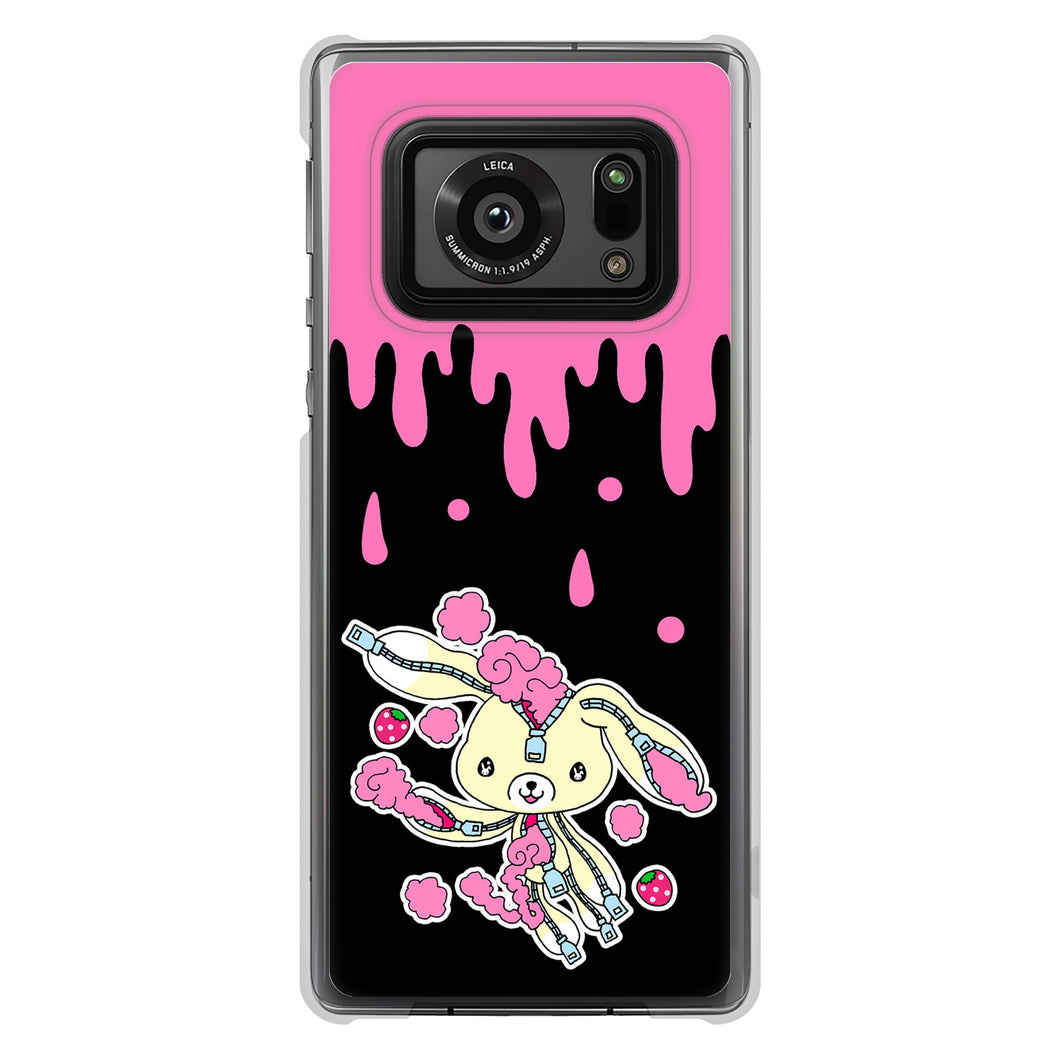 AQUOS R6 SH-51B 高画質仕上げ 背面印刷 ハードケース むかいあぐる ジッパーうさぎのジッピョン