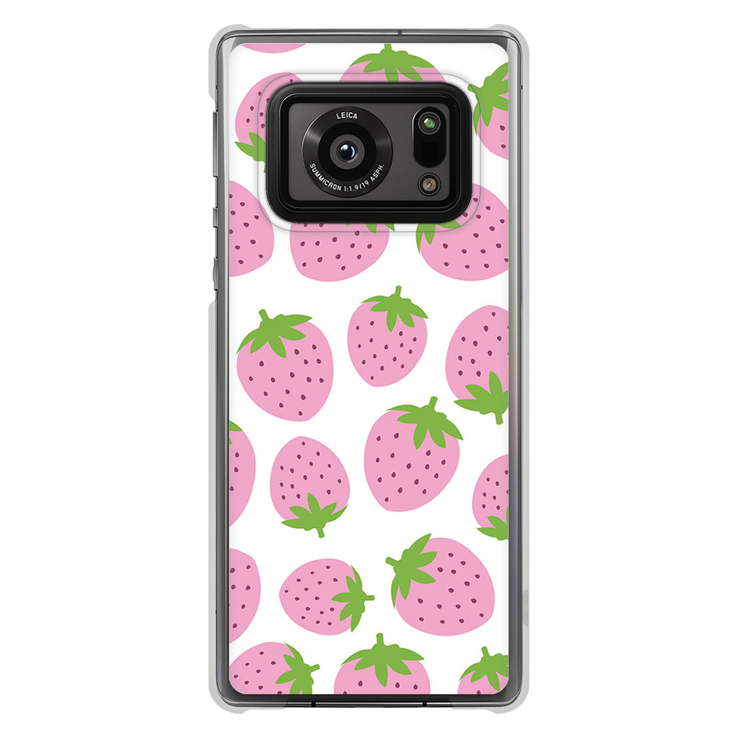 AQUOS R6 SH-51B 高画質仕上げ 背面印刷 ハードケース 小さいイチゴ模様