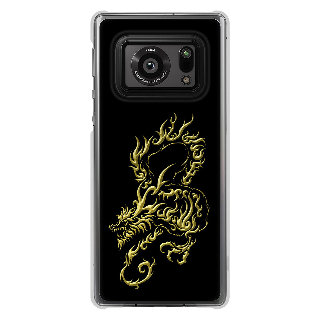 AQUOS R6 SH-51B 高画質仕上げ 背面印刷 ハードケース 【VA831 闇と龍】