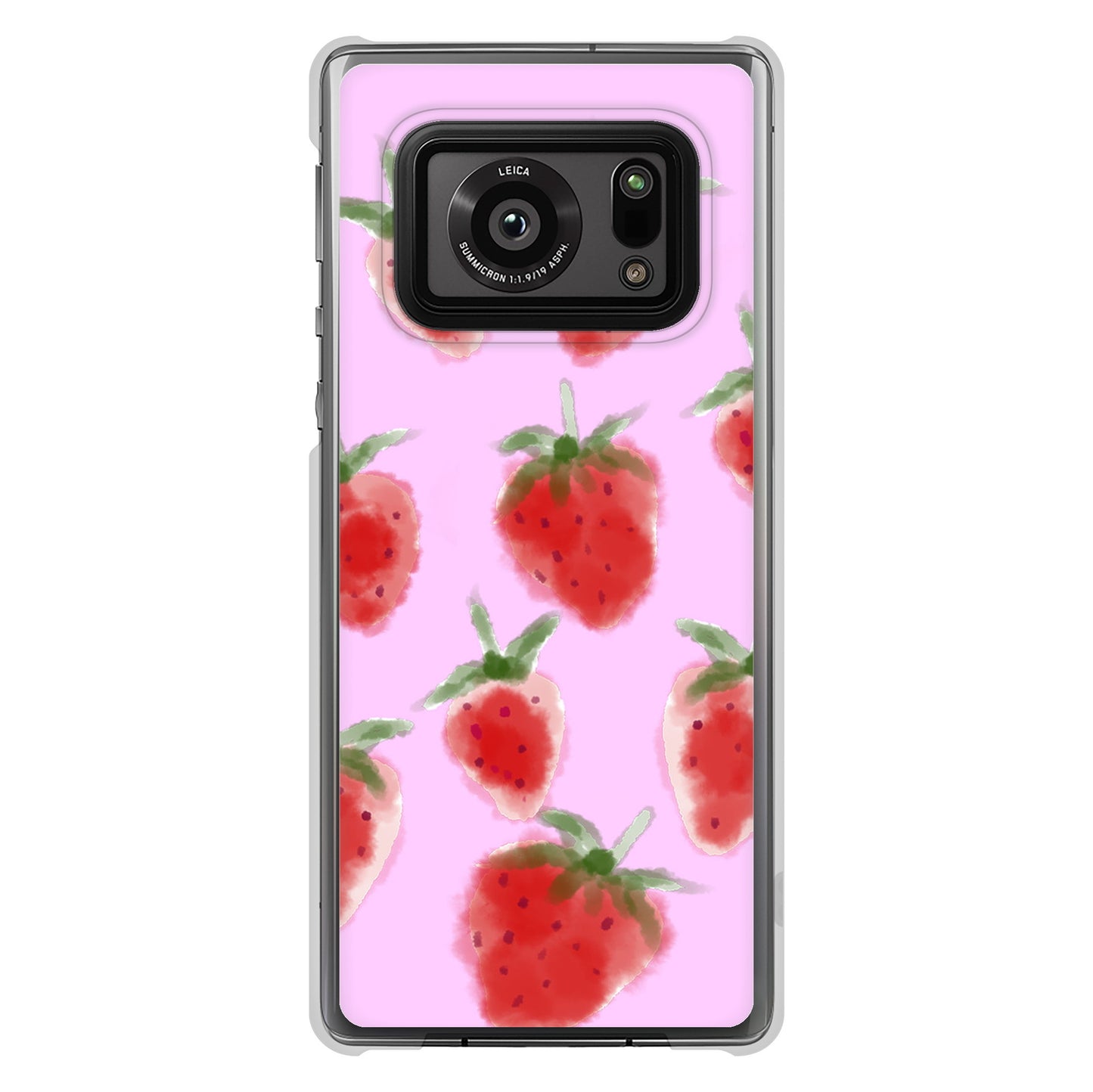 AQUOS R6 SH-51B 高画質仕上げ 背面印刷 ハードケース イチゴ 水彩