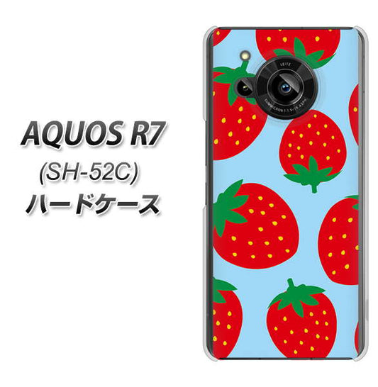 AQUOS R7 SH-52C docomo 高画質仕上げ 背面印刷 ハードケース【SC821 大きいイチゴ模様レッドとブルー】