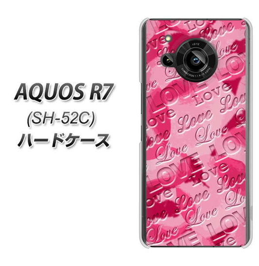 AQUOS R7 SH-52C docomo 高画質仕上げ 背面印刷 ハードケース【SC845 フラワーヴェルニLOVE濃いピンク(ローズアンディアン)】