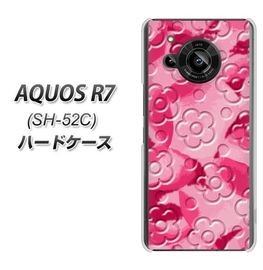 AQUOS R7 SH-52C docomo 高画質仕上げ 背面印刷 ハードケース【SC847 フラワーヴェルニ花濃いピンク(ローズアンディアン)】